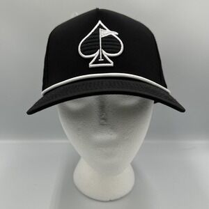 Pins & Aces Hat Cap Snap Back Black Spade Golf Rope Performance Breathable Mens